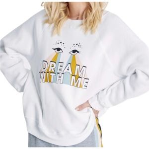 Wildfox Sommers Sweatshirt White "Dream With Me" Front Graphic Women's Large